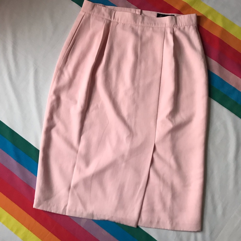 Vintage Pink Midlength Skirt with Front Slit